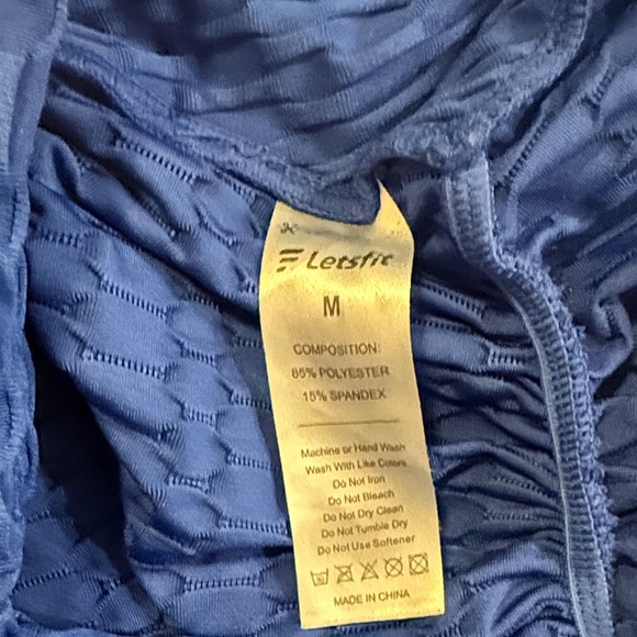 Blue Textured Leggings - Picture 3 of 3